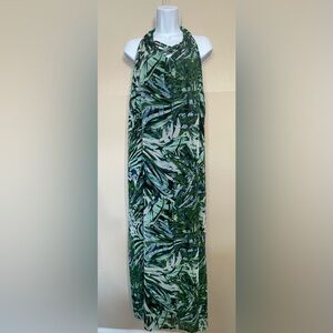 Jennifer Lopez Palm Paradise long sleeveless halter dress plus 18